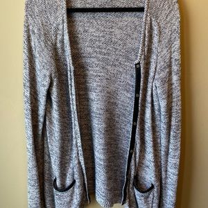 H&M GRAY CARDIGAN WITH PLEATHER DETAILING